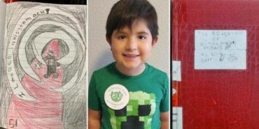 kendi-yazigi-kitabi-kutuphaneye-birakan çocuk